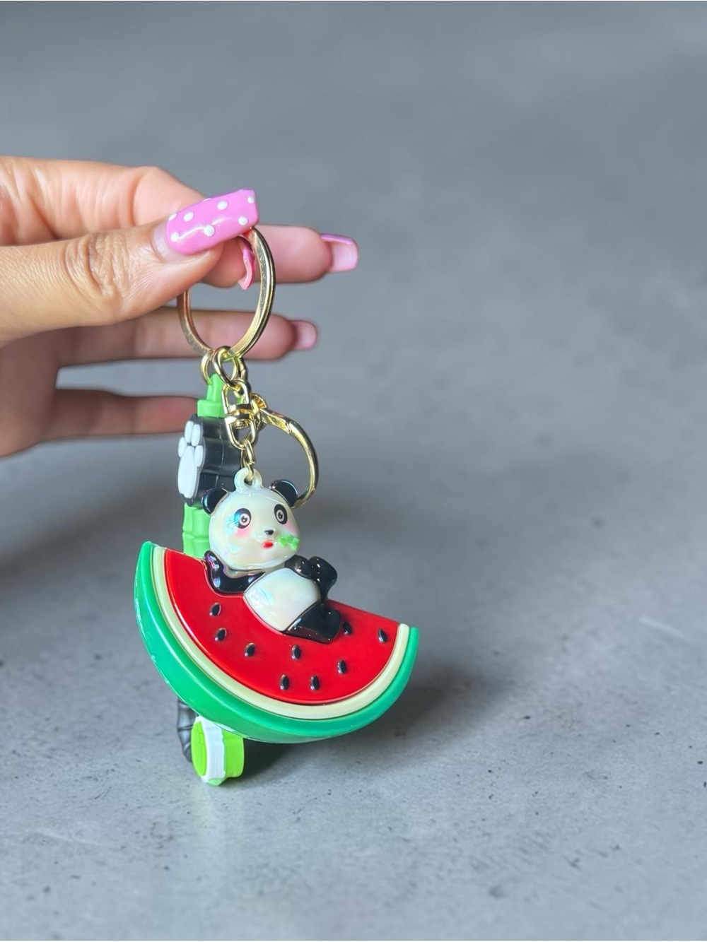 Panda on Watermelon Keychain
